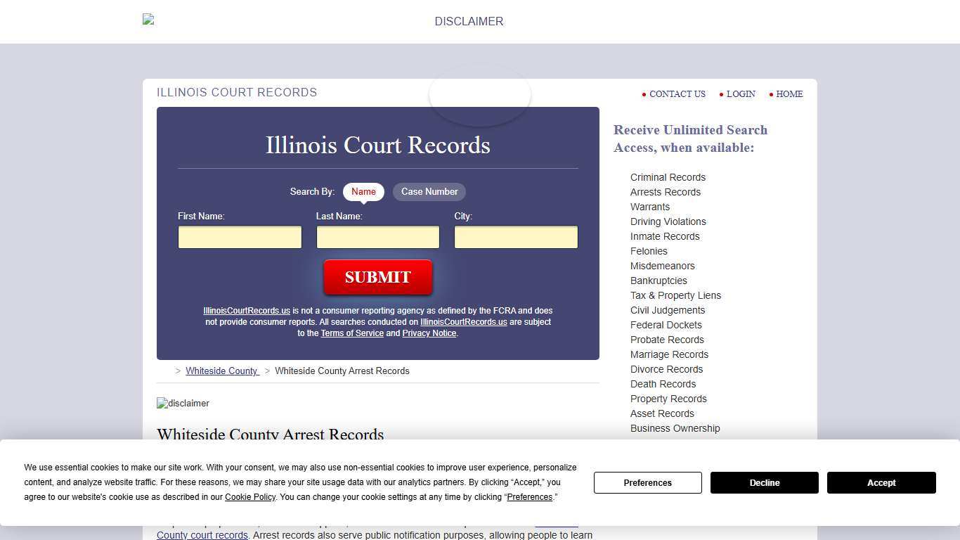 Whiteside County Arrest Records IllinoisCourtRecords.us