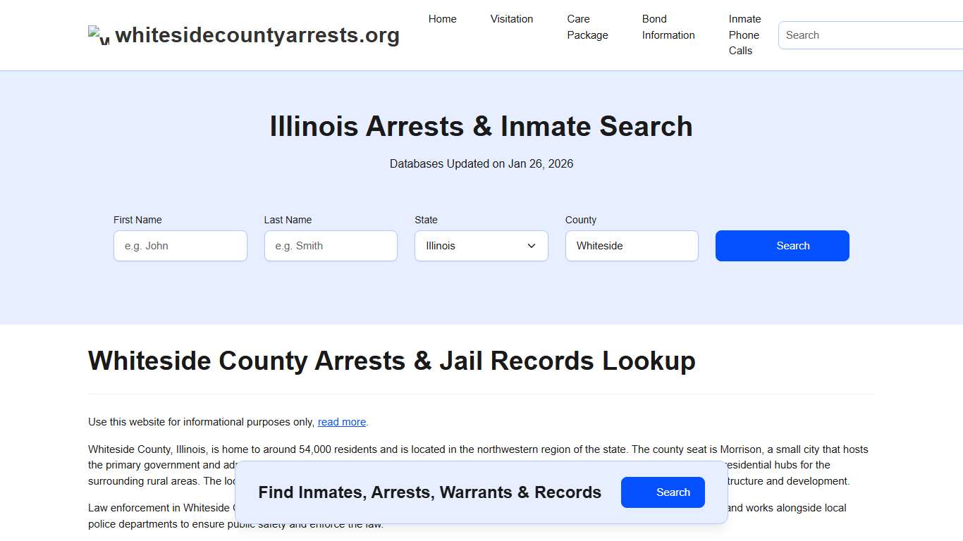 Whiteside County, IL Arrests, Warrants, Police Records Search